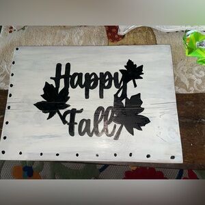 Black and White 'Happy Fall' wood sign